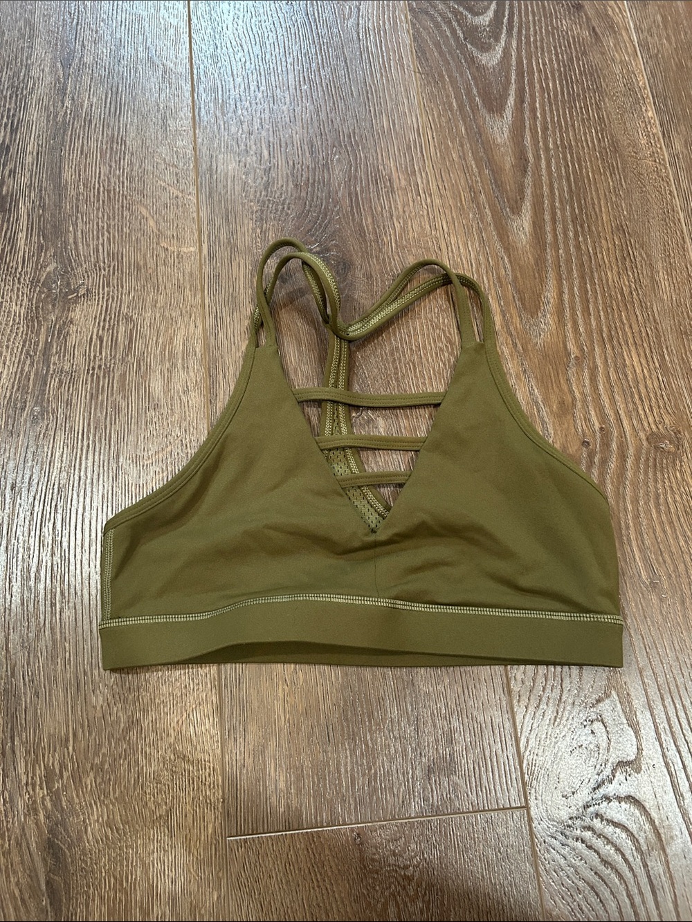 Zyia Active Olive Strappy V-Neck Sports Bra